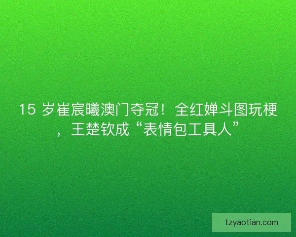 15 岁崔宸曦澳门夺冠！全红婵斗图玩梗，王楚钦成 “表情包工具人”
