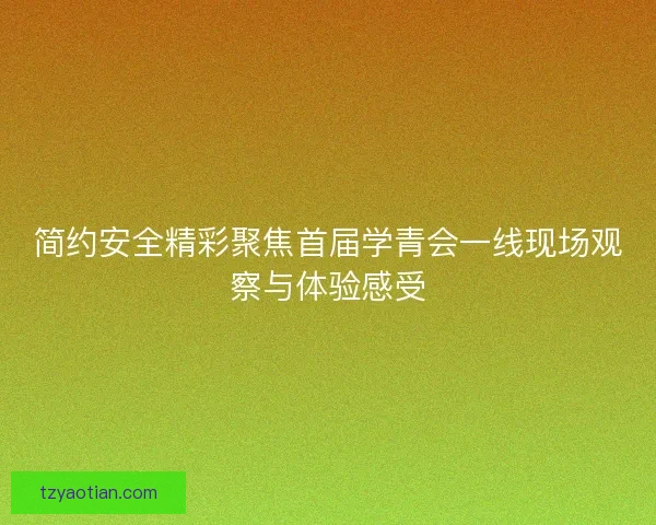 简约安全精彩聚焦首届学青会一线现场观察与体验感受