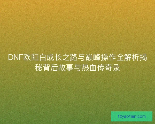 DNF欧阳白成长之路与巅峰操作全解析揭秘背后故事与热血传奇录